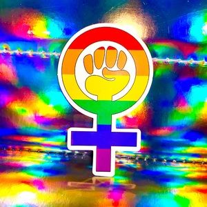 US SELLER Matte Female Fist Feminism Symbol Ally Rainbow LGBT Sticker Pride Gay